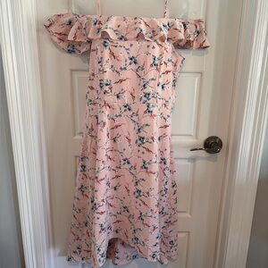 Allegra K Spaghetti Strap Asymmetrical High Low Pink Floral Midi DressSize L NWT